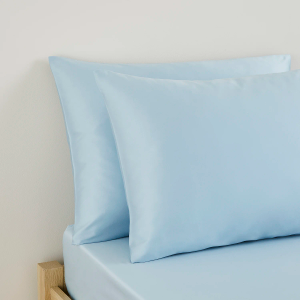 300TC Cotton Sateen Pillowcase Pair - Light Blue