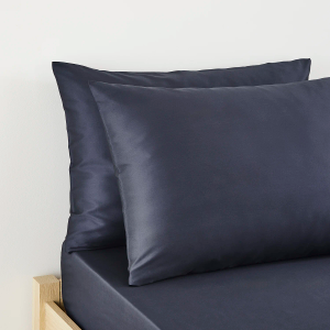 300TC Cotton Sateen Pillowcase Pair - Dark Blue