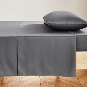 300TC Cotton Sateen Flat Sheet - Charcoal Super King 270x310cm