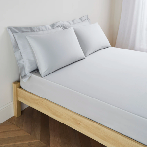 300TC Cotton Sateen Extra Deep Fitted Sheet - Silver Double 135x190cm