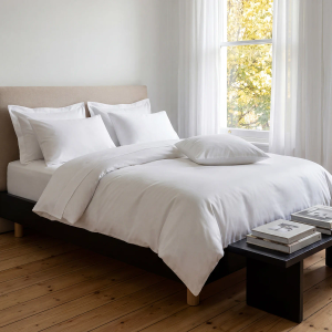 300TC Cotton Sateen Duvet Cover - White King Size 220x230cm
