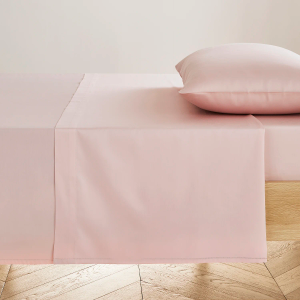 300TC Cotton Sateen Flat Sheet - Blush Single 180x260cm