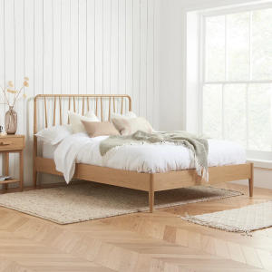 Astrid Wooden Spindled Bedframe - Oak Double