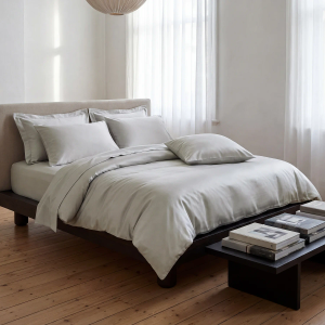 300TC Cotton Sateen Duvet Cover - Silver Double 200x200cm