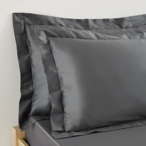 300TC Cotton Sateen Oxford Pillowcase Pair - Charcoal