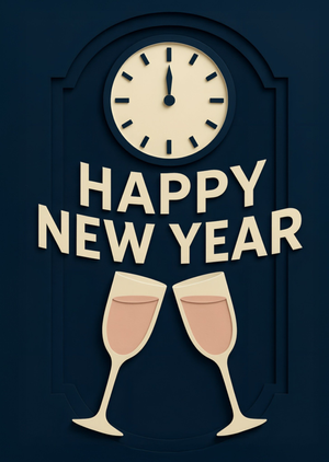 Happy New Year Champagne Toast Card