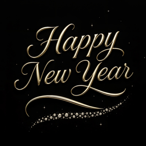 Happy New Year Gold Typography Card