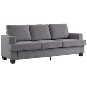 HOMCOM Sofá de 3 Plazas Tapizado en Chenilla Acolchado Grueso Estructura de Acero Diseño Moderno 213x82x90 cm Gris