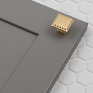 Brushed Brass Square 160mm Cabinet Bar Handle & Matching Knob - Square Knob