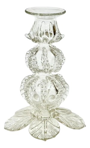 Vintage Handblown Venetian Clear Glass Candlestick
