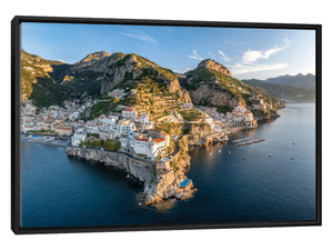 Aerial View Of The Amalfi Coast With The Towns Amalfi And Atrani, Gulf Of Naples, Italy