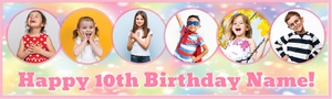 Personalised Party Banner - Pastel Clouds - Text &amp; 6 Photos