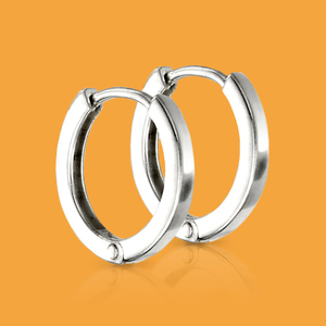 Portrait Series 1 Silver Flat Profile Huggie Hoop Earrings