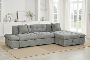 Grey Chenille Fabric 2C1 Corner Sofabed with Storage HARRY