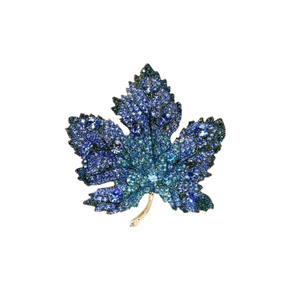 Blue Crystal Maple Leaf Brooch (Left)