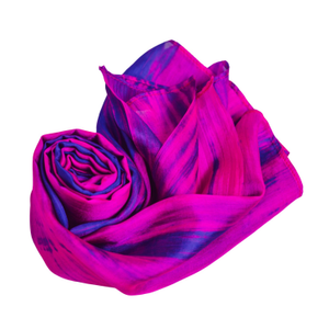 Fuchsia Pink & Blue Brushstroke Silk Scarf – Handmade Mulberry Silk Shawl (one size)