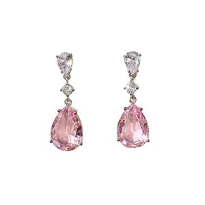 Pink Crystal Drop Dangle Earrings (one size)
