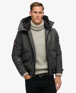 Gewatteerd City bomberjack van tweed
