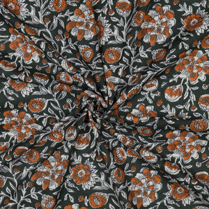Tissu coton indien block print Myrène - Vert