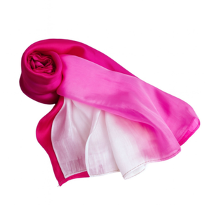 Hot Pink Ombre Hand-Dyed Silk Scarf – Mulberry Silk Wrap (one size)