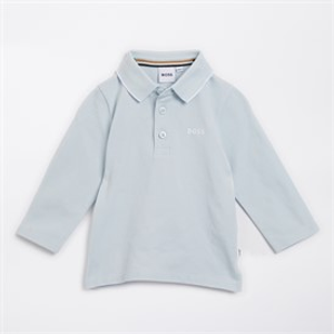 BOSS Boys Baby Long Sleeve Polo Shirt Pale Blue