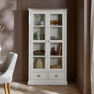 Brompton Painted Acacia and Ash Top Display Cabinet - Solid Hardwood