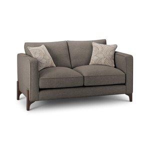 Jude 2 Seater Sofa in Oscar Mocha Fabric with Walnut Finished Feet
