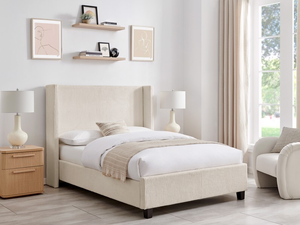 Land Of Beds Asha Cream Fabric Double Bed Frame