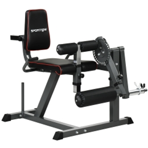 SPORTNOW Seated Leg Extension and Curl Machine, Adjustable Leg Raise Machine and Curl Machine with Plate Loaded for Hip, Thigh, Lower Body Workout