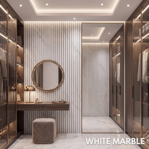 Premium Acoustic Wall Panels - White Marble