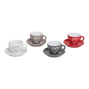Ceramic Heart Espresso Cup with Saucer – 5cm I Each