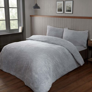 KING SIZE DUVET COVER Teddy Plush Grey