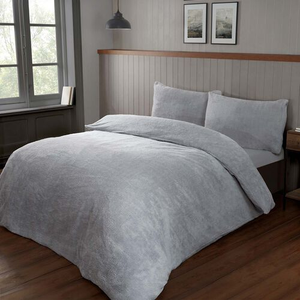DOUBLE DUVET COVER Teddy Plush Grey