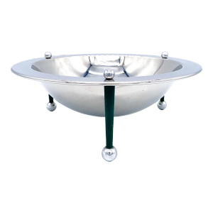 Mid-Century Italian Lauffer by Towle Stainless Bowl With Green Feet – Postmodern / Space Age