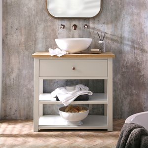 Milano Henley - Antique White 840mm Traditional Vanity Unit - with Round Countertop Basin and Classic Round Aged Bronze Handle