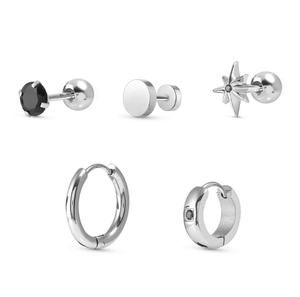 Atlante Steel & CZ Earring Set