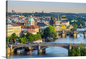Czech Republic, Prague. View of Mala Strana Old Town from Letna Park, on Letna Hill