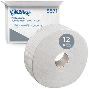 Kleenex Jumbo Toilet Roll 2-Ply 180m Long White Pack of 12 8571