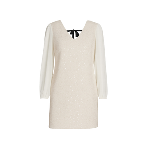 Yumi Sequin Tunic With Tie Back And Sheer Sleeves In White (S)