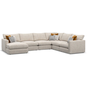 Malvern  Modular 6 Seater Left Hand Corner Sofa with Chaise in Beige fabric - Group 18
