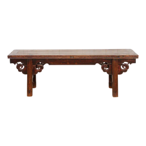 19th Century Scrolled Elm Bench