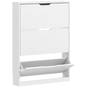 HOMCOM Shoe cabinet with 3 tilt drawers, for up to 12 pairs of shoes, particleboard, 80 x 17 x 108 cm, White