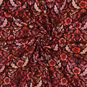 Tissu jersey imprimé Clara - Fond rouge