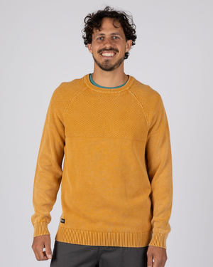 Coombe Mens Knitted Jumper in Yellow