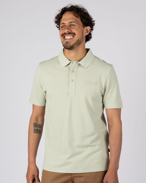 Script Mens Polo in Short Sleeve In Light Green