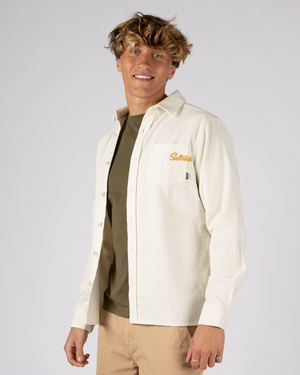 Ballito Mens Long Sleeve Waffle Cord Shirt in White