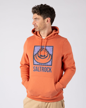 Stamp Flame Mens Pop Hoodie in Orange
