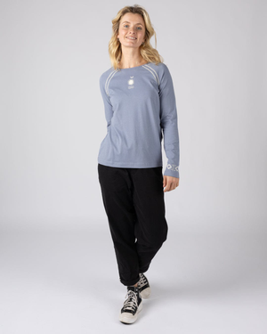 Nessa Womens Long Sleeve T-Shirt in Blue