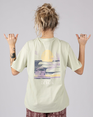 Poster Location Devon Womens Oversized Short Sleeve T-Shirt in Light Green