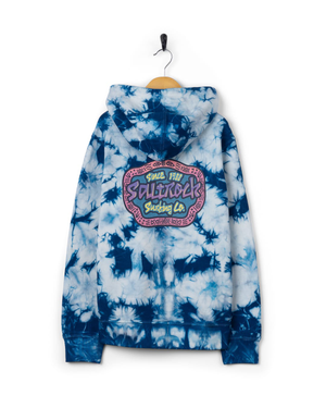 Tribe Tie Dye Kids Zip Hoodie in Bright Blue